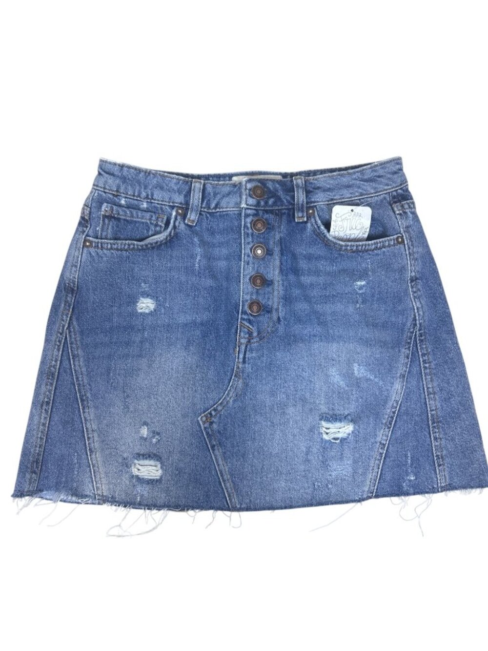 We The Free Mini Skirt Denim Jean Women's Size 26 Distressed - NWT